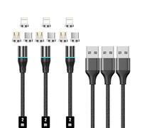 N. NETDOT Cavo Magnetico, 3in1 Confezione da Caricabatterie per Telefono Magnetico Gen12 a Ricarica Rapida e Trasferimento dati Caricatore per Micro-USB, USB-C e i-Product - 2m nero