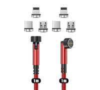 N. NETDOT Cavo Magnetico, 3in1 Confezione da Caricabatterie per Telefono Magnetico Gen12 a Ricarica Rapida e Trasferimento dati Caricatore per Micro-USB, USB-C e i-Product - 1m / 2 pack red