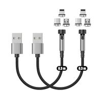 N. NETDOT Cavo Magnetico, 3in1 Confezione da Caricabatterie per Telefono Magnetico Gen12 a Ricarica Rapida e Trasferimento dati Caricatore per Micro-USB, USB-C e i-Product - 0.3m / 2 pack