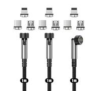 N. NETDOT Cavo Magnetico, 3in1 Confezione da Caricabatterie per Telefono Magnetico Gen12 a Ricarica Rapida e Trasferimento dati Caricatore per Micro-USB, USB-C e i-Product - 1m / 3 pack