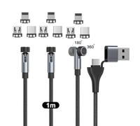 N. NETDOT Cavo Magnetico, 6in1 Confezione da Caricabatterie per Telefono Magnetico Gen12 a Ricarica Rapida e Trasferimento dati Caricatore per Micro-USB, USB-C e i-Product - 1m nero