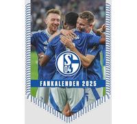 N NEUMANNVERLAGE - FC Schalke 04 Calendario 2025, 29,7 x 42 cm, calendario da calcio con stelle, calendario per tifosi con luci di calcio, rilegatura a spirale e calendario tedesco