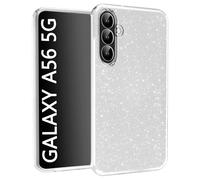 N NEWTOP 3in1 Cover Compatibile con Samsung Galaxy A56 5G, Custodia Case GLITTER Brillantini Paper Interno Bling TPU + PC Flessibile Morbida Case Posteriore Lucida Protezione Fotocamera (Argento)