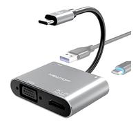 N NEWTOP Adattatore 4in1 HUB AD29 da Type-C Maschio a Femmina USB C HDMI 4K HD 2K VGA USB 3.0 Cavo Carica PD OTG Convertitore Video Audio Dati per Notebook Smartphone Console Laptop