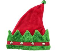 N NEWTOP Cappello Natale Lungo Elfo Renne Babbo Verde Rosso Campanello per Feste Eventi Party per Adulti Taglia Unica Morbido Costume Decorazione Copricapo a Punta Natalizio Cosplay (StileA)