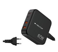 N NEWTOP Caricabatterie CM33 da Rete Muro 67W 5A con 2 USB e 2 Type-C POWERDELIVERY PD Quick Charge 3.0 Ricarica Veloce Rapida Compatibile per Samsung Xiaomi Oppo Asus Honor Tablet Notebook Laptop