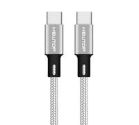 N NEWTOP Cavo CU16 Type-C Maschio Maschio 2 Metri Universale 40W Nylon USB di Tipo C Trasmissione Dati Carica per Auricolari Cuffie Smartphone Cellulare Tablet Console Fotocamera PowerBank (Silver)