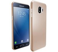 N NEWTOP Cover Compatibile per Samsung Galaxy J2 2018, Custodia TPU MATTE OIL Soft Opaca Morbida Gel Silicone Slim Rifiniture Cromate Flessibile Case Antiurto Posteriore Protettiva (Oro)