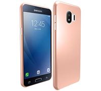 N NEWTOP Cover Compatibile per Samsung Galaxy J2 2018, Custodia TPU MATTE OIL Soft Opaca Morbida Gel Silicone Slim Rifiniture Cromate Flessibile Case Antiurto Posteriore Protettiva (Rosa)