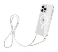 N NEWTOP Cover CV38 Compatibile iPhone 15 Plus, Trasparente Custodia TPU Laccio Tracolla Cellulare Girocollo Collana Protettiva Anti Urto Laccetto Ricarica Wireless Magnete Bordi Rinforzati (Bianco)