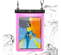 N NEWTOP Cover Impermeabile Universale WA04 per Tablet 10 Pollici Massimo 24x19,5cm, Custodia Subacquea Trasparente Plastica Borsa Sacca Tracolla Protezione Acqua Sabbia Pioggia Waterproof (Fucsia)