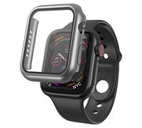 N NEWTOP Cover Pellicola 2in1 Compatibile per Apple Watch Serie 7/8 Custodia Protettiva Vetro Temperato Case Rigida Colorato Scocca Protezione Totale Ultra Sottile HD Soft Corpo Unico (45mm, Silver)