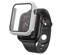 N NEWTOP Cover Pellicola 2in1 Compatibile per Apple Watch Serie 7/8 Custodia Protettiva Vetro Temperato Case Rigida Colorato Scocca Protezione Totale Ultra Sottile HD Soft Corpo Unico (41mm, Bianco)