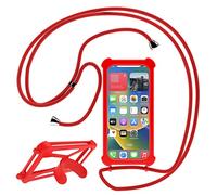 N NEWTOP Cover Universale CV31 per Cellulari Smartphone da 4.7 a 6.5 Pollici Cordino Tracolla Regolabile Cinghia Laccetto Corda TPU Appendere Estate Sport Fitness Inverno Stand Supporto (Rosso)