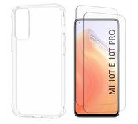 N NEWTOP Custodia Compatibile con XIAOMI MI 10T - 10T PRO, Morbido TPU CLEAR Silicone Anti Urto Graffio Trasparente Slim Sottile Flessibile Case Posteriore Proteggi Vetro Display (Cover +2 Pellicola)