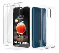 N NEWTOP Kit Cover Compatibile con LG K9 2018 + 2 Pezzi Pellicola Vetro Temperato Proteggi Schermo Display Custodia TPU Silicone Anti Urto Trasparente Slim Sottile Case Protettiva