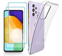 N NEWTOP Kit Cover Compatibile con Samsung Galaxy A52 4G / A52 5G / A52S 5G + 2 Pezzi Pellicola Vetro Temperato Proteggi Schermo Display Custodia TPU Silicone Anti Urto Trasparente Sottile Case