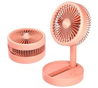 N NEWTOP Mini Ventilatore Batteria Ricaricabile Silenzioso Base Tavolo Portatile Fan 3 Velocità Regolabile Posizioni Richiudibile per Casa Ufficio Scrivania Viaggio Campeggio Mare Camper (Rosa)