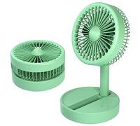 N NEWTOP Mini Ventilatore Batteria Ricaricabile Silenzioso Base Tavolo Portatile Fan 3 Velocità Regolabile Posizioni Richiudibile per Casa Ufficio Scrivania Viaggio Campeggio Mare Camper (Verde)