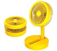 N NEWTOP Mini Ventilatore Batteria Ricaricabile Silenzioso Base Tavolo Portatile Fan 3 Velocità Regolabile Posizioni Richiudibile per Casa Ufficio Scrivania Viaggio Campeggio Mare Camper (Yellow)