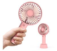 N NEWTOP Mini Ventilatore MF01 e Batteria 2600mAh Ricaricabile Silenzioso Base Tavolo Portatile Fan 3 Velocità Regolabile Cavo per Casa Ufficio Scrivania Viaggio Campeggio Mare Piscina (Rosa)