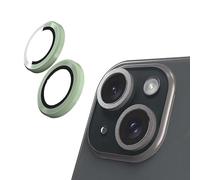 N NEWTOP Pellicola Camera LENS Compatibile con iPhone 15 e 15 Plus, Vetro Temperato Trasparente Protezione Copertura Fotocamera Posteriore Lente Film Lenti Anti Urto Graffio Pezzi (Verde)