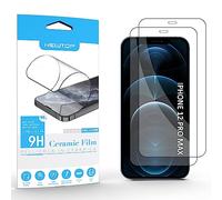 N NEWTOP Pellicola CERAMIC Compatibile con iPhone 12 PRO MAX, Lucida FULL GLUE Glass 0.24mm 9D Vetro Proteggi Schermo Display Temperato Anti Urto Cornice Nera Graffio Completa Protezione Pezzi (2)