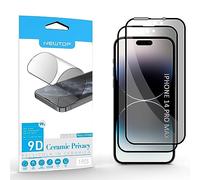 N NEWTOP Pellicola Privacy CERAMIC Compatibile con iPhone 14 PRO MAX, Lucida FULL GLUE 0.24mm 9D Vetro Glass Proteggi Schermo Temperato Anti Urto Cornice Nera Graffio Completa Protezione Pezzi (2)