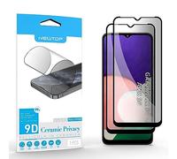N NEWTOP Pellicola Privacy CERAMIC Compatibile con Samsung Galaxy A22 5G - A22S 5G, Lucida FULL GLUE 0.24mm 9D Vetro Proteggi Schermo Temperato Anti Urto Cornice Nera Completa Protezione Pezzi (2)