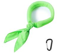 N-RIT Iceman - Sciarpa di cotone rinfrescante, panno refrigerante, multifunzione, con cristalli polimeri high-tech + moschettone Gear (verde chiaro), verde chiaro, Taglia unica