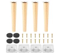 N/S Set di 4 gambe per mobili in legno, gambe per tavolo di ricambio in rovere, gambe per divano con piastre di montaggio e viti, per divano, letto, armadio, sedia (gambe dritte 20 cm), (Nein)