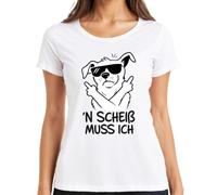 N Scheiß muss ich Hund Mittelfinger - Maglietta da donna, bianco, XL