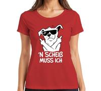 N Scheiß muss ich Hund Mittelfinger - Maglietta da donna, Colore: rosso, L