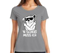 N Scheiß muss ich Hund Mittelfinger - Maglietta da donna, grigio., M
