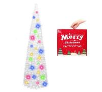 N&T NIETING Albero di Natale pieghevole, albero di natale bianco 150 cm albero di natale pop up per decorazioni di Natale, casa, ufficio Decor