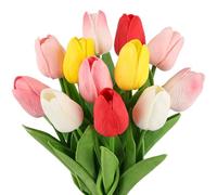 N&T NIETING Fiori Artificiali Tulipani, 12 Pezzi con Tocco Realistico Tulipani Fiori Finti Tulipani Colore Mista per Decorazione Matrimonio Camera Festa Decorazione per San Valentino Festa della Mamma