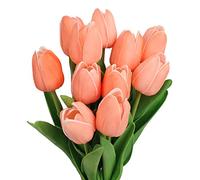 N&T NIETING Tulipani artificiali, 12 pezzi, fiori finti, tulipani in lattice, fiori finti, per bouquet di nozze, feste, compleanno, casa, hotel, colore rosso chiaro