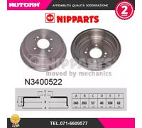 N3400522 Coppia tamburo freno posteriore (NIPPARTS)