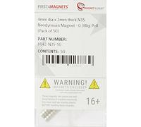 N35 N35 Magnete Neodimio Per Arti, Mestieri, Produzione Di Modelli, Fai -Da -Te, Hobby, Scienze, Ufficio E Casa - 4mm Dia x 2mm Di Spessore - 0,38kg Di Tiro - Pacchetto Di 50