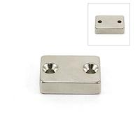 N42 Magnete Neodimio Per Fissaggi Di Mobili, Opere D'Arte Sospese E Mantenendo Porte E Cassetti Chiusi - 30mm x 21mm x 8mm Con Fori 2X 4,2mm C/Affondati - 17,1kg Pull - North