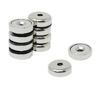 N42 Neodymium Pot Magnet Per Arti, Articoli, Modello, Fasi, Hobbie, Offici E Hasse - 20mm Dia x 7mm Di Spessore x 4mm C/Lavello - Tiro Da 13,2kg - Pacco Di 4
