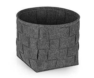 N8WERK Cesta in feltro 32x32x32 cm | Ideale per legna da camino e riviste | Resistente e versatile | Cesta pieghevole adatta per scaffali [Grigio scuro]