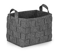 N8WERK Cesta in feltro con manico 35x25x25 cm | Ideale per legna da camino e riviste | Resistente e versatile | Cesta pieghevole per deposito [Grigio scuro]