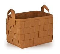 N8WERK Cesta in feltro con manico 35x25x25 cm | Ideale per legna da camino e riviste | Resistente e versatile | Cesta pieghevole per deposito [Ruggine]