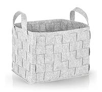 N8WERK Cesta in feltro con manico 40x30x30 cm | Ideale per legna da camino e riviste | Resistente e versatile | Cesta pieghevole per deposito [Grigio chiaro]