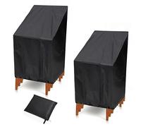 NA - Coprisedia da giardino per esterni, confezione da 2, con schienale alto, impilabili, impermeabili, anti-UV, anti-neve, antipolvere, antivento, antistrappo, anti-scolorimento, colore nero (119 x