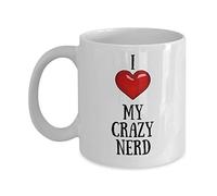 NA I Love My Crazy Nerd Mug - Divertente Idea Regalo di Compleanno Sarcastico per Il Migliore Amico Bestie Buddy BFF Nerd DORK Geek - novità Love Heart Ceramic Cup - Bianco