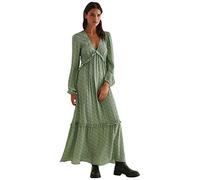 NA-KD Abito Maxi con Volant con Maniche a Palloncino Vestito Casual, Fiore Verde, 40 Donna