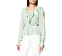 NA-KD Frill V-Neck Chiffon Blouse Camicia da Donna, Verde, 52