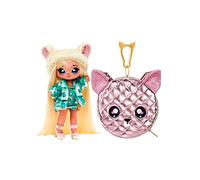 Na Na Na Surprise Bambola alla Moda 2-in-1 e Borsa Metallizzata Serie Glam - da Collezione - Bambola bionda in Abito Verde e Cappello con Orecchie e Borsetta a Forma di Chihuahua - Victoria Grand